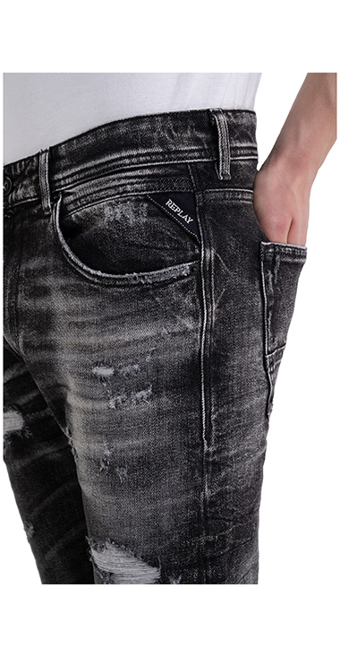 JOHNFRUS BrokenEdge ブラックスキニーデニム 詳細画像